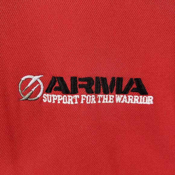 Nike Golf Polo Mens Size L Red ARMA Support For The Warrior Embroidered Dri Fit - Picture 4 of 8